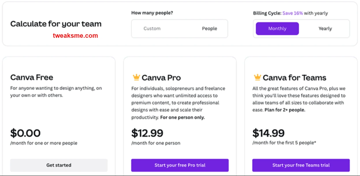 Canva Pricing Plans