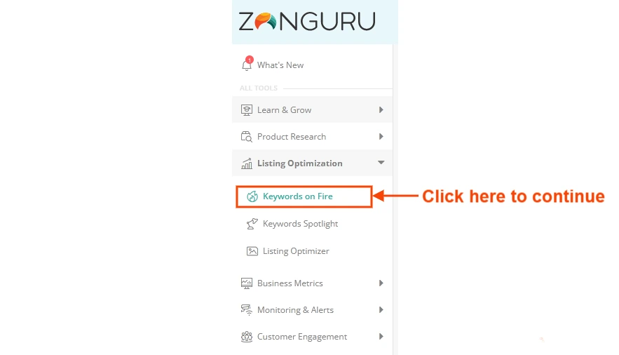 Keywords on Fire tool of ZonGuru